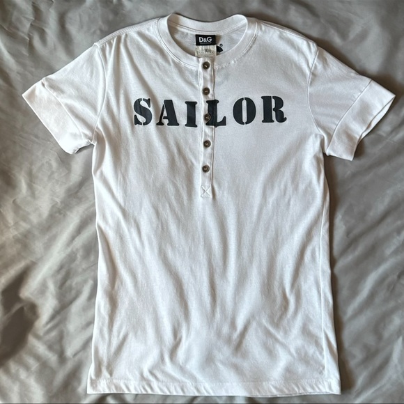 ON HOLD! Vintage D & G Dolce And Gabbana 2000s Sailor Henley Tshirt L Y2K D&G - Picture 10 of 11